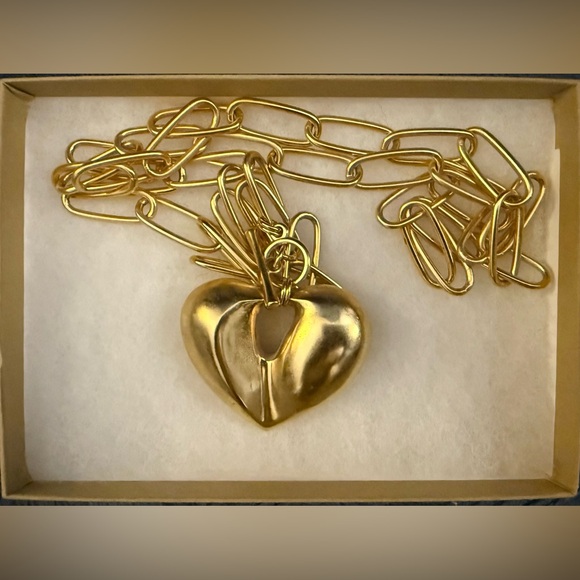 Brinker and Eliza “Thelma” 24k Antique Gold Plated Heart Pendant Necklace - Picture 2 of 5